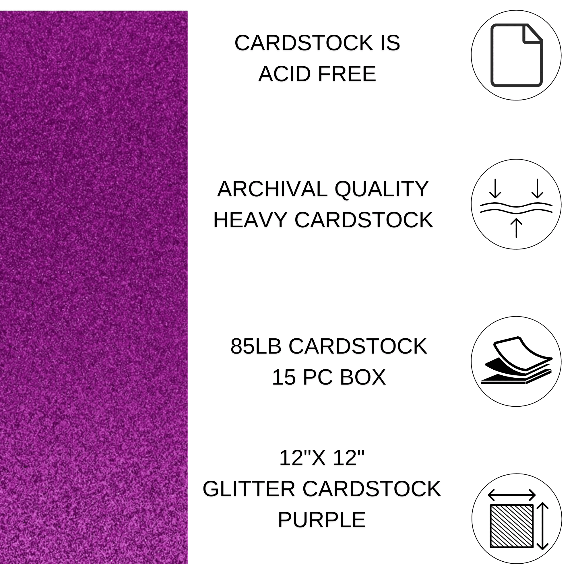 Paper Accents Glitter Cardstock 12"x 12" 85lb 15pc Purple