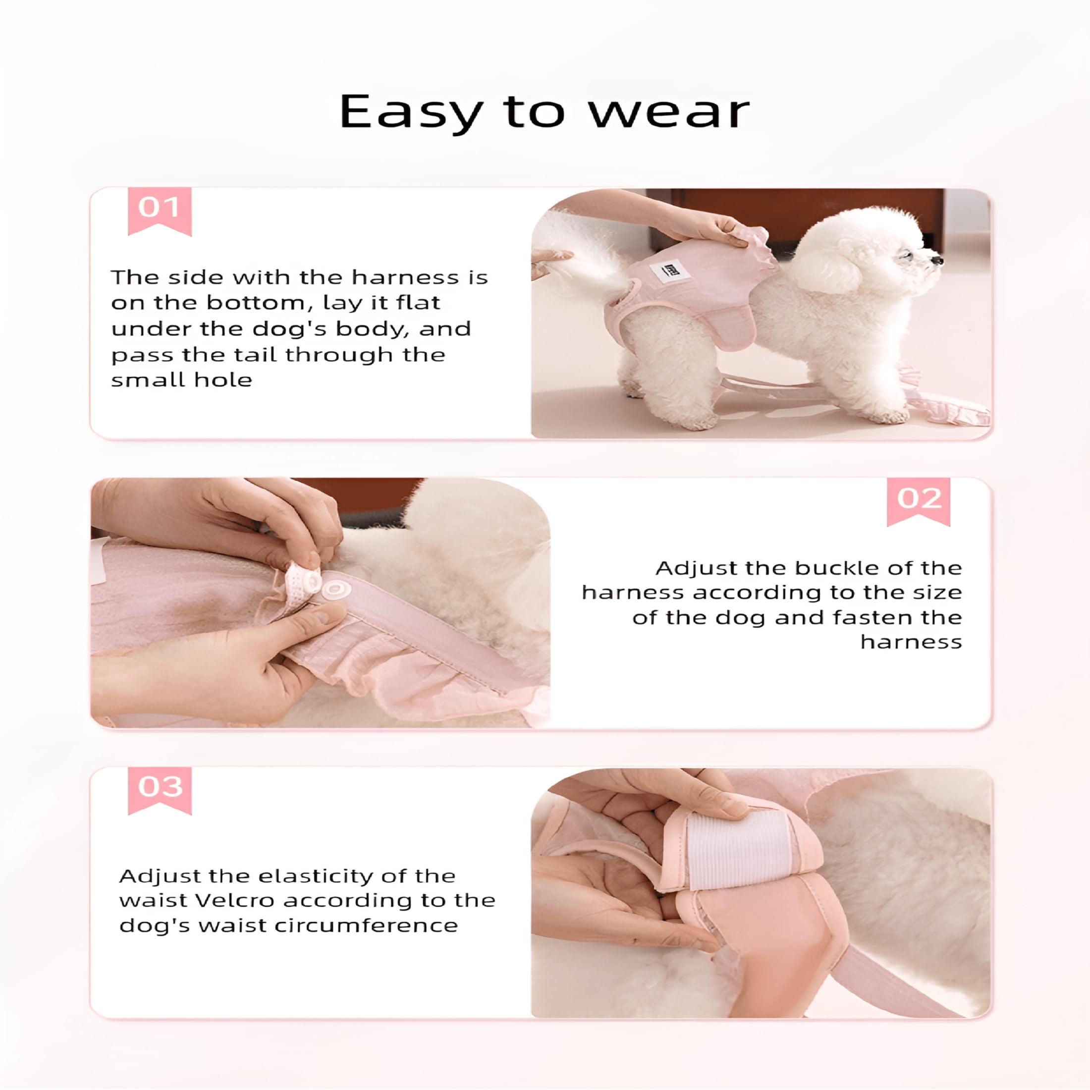 OITY 3 Pack Female Dog Menstrual Diapers - Heat Cycle Sanitary Pants, Breathable Striped Jacquard Fabric Doggie Diapers for Female Dogs