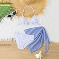 thumbnail image 5 of Lullu Girls Floral Halter Bikini Swimsuit with Cover up Bathing Suit, 3-Piece, Sizes 7-12, 5 of 6