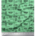 thumbnail image 1 of Soimoi Green Rayon Crepe Fabric Coffee Time Text Print Fabric by Yard 46 Inch Wide, 1 of 1