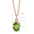 thumbnail image 3 of Gem Stone King 18K Rose Gold Plated Silver Green Peridot and White Created Sapphire Pendant Necklace for Women (2.15 Cttw, Gemstone August Birthstone, Oval 9X7MM, with 18 inch Silver Chain), 3 of 3