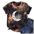 thumbnail image 4 of Camiseta con estampado de sol y luna para mujer, camiseta de manga corta con cuello redondo, camiseta informal divertida y bonita para chica adolescente OAVQHLG3B Store  lin121212, 4 of 4