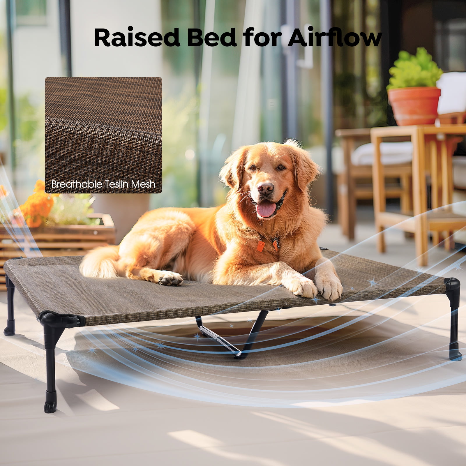 Veehoo Cooling Elevated Dog Bed + Waterproof Removable Pillow-Top Mat, Dog Sofa Bed, XLarge, Brown