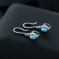 thumbnail image 3 of Gem Stone King 1.60 Ct Oval Swiss Blue Topaz 925 Sterling Silver French Wire Dangling Earrings, 3 of 4