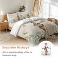 thumbnail image 7 of Rabbit Butterfly Daisy Bedding Duvet Cover Set Full Size 4 Pieces Pastoral Flowers Linen Texture Bedding Set with Zipper Closure, 1 Comforter Cover 86x86 Inches 1 Flat Sheet & 2 Pillow Cases, 7 of 7