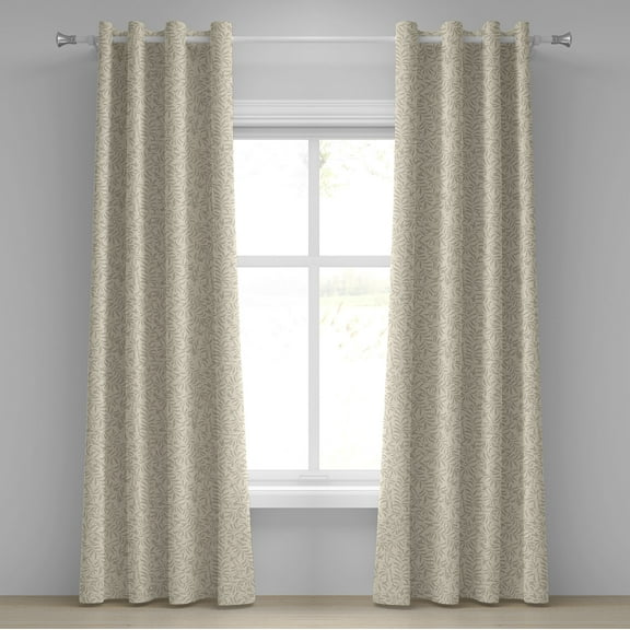 Ambesonne Grommet Curtain, , 50"x96", Cream and Pale Sepia