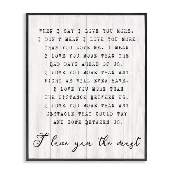 Stupell Industries Shabby Chic Inspirational I love You the Most Black Framed Giclee Art, 11 x 14, by Lil' Rue