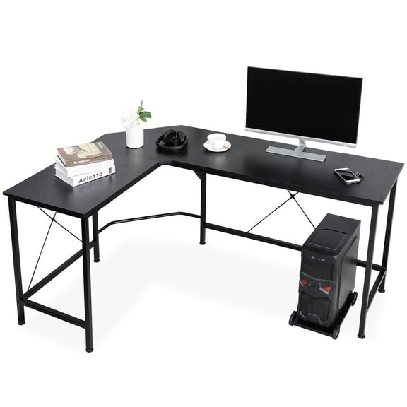 SONGMY L-Shaped Desk Corner Computer Desk, Straight PC Laptop Study Table Workstation, Home Office Gaming Desk