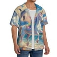 thumbnail image 2 of KLL Dolphin Rainbow Horse Print Men's Shirt Short Sleeve Button Down Summer Cuba Beach Shirts- X-Large, 2 of 5