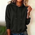 thumbnail image 2 of Nowekniz Fall Women Knit Fleece Hoodie Pullover Sweater, Loose Fit Long Sleeve Drawstring Hooded Sweatshirt with Pockets, Casual Fashion Daily Outfit Top, 2 of 6