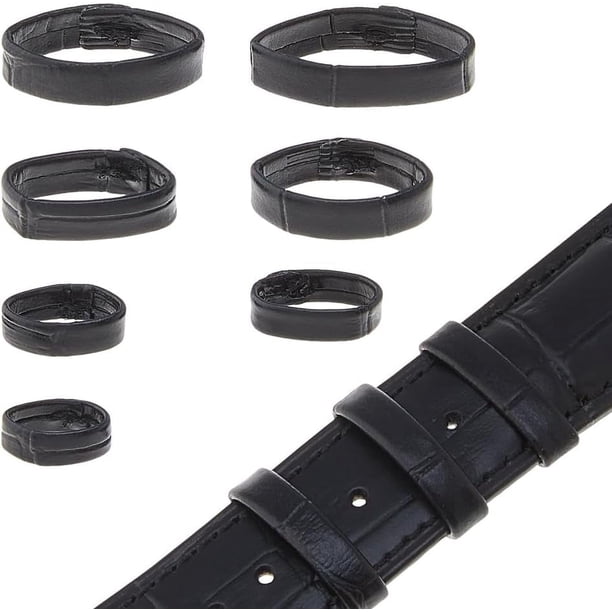 14 piezas de correas de reloj de cuero de 7 tamaños, repuesto de correa de reloj, color negro/marrón, anillos de sujeción para correa de reloj de pulsera.