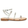 thumbnail image 3 of Steve Madden Travel Clear Fashion Rhinestone Leather Embellished Flat Sandals (Clear Rhinestone, 6.5), 3 of 9