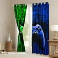thumbnail image 3 of Feelyou Modern Game Console Curtains Pack of 2 (42x84 Each) for Kids, Cartoon Gamepad Lover Curtains Blackout, Green Blue Square Abstract Bedroom Curtains, Curtains and Drapes Room Decor, 3 of 6