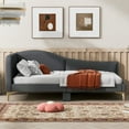 thumbnail image 2 of Bed Frames Twin Size Upholstered Daybed with Headboard and Armrest, Support Legs, Grey,Adjustable Bed Base, 2 of 19