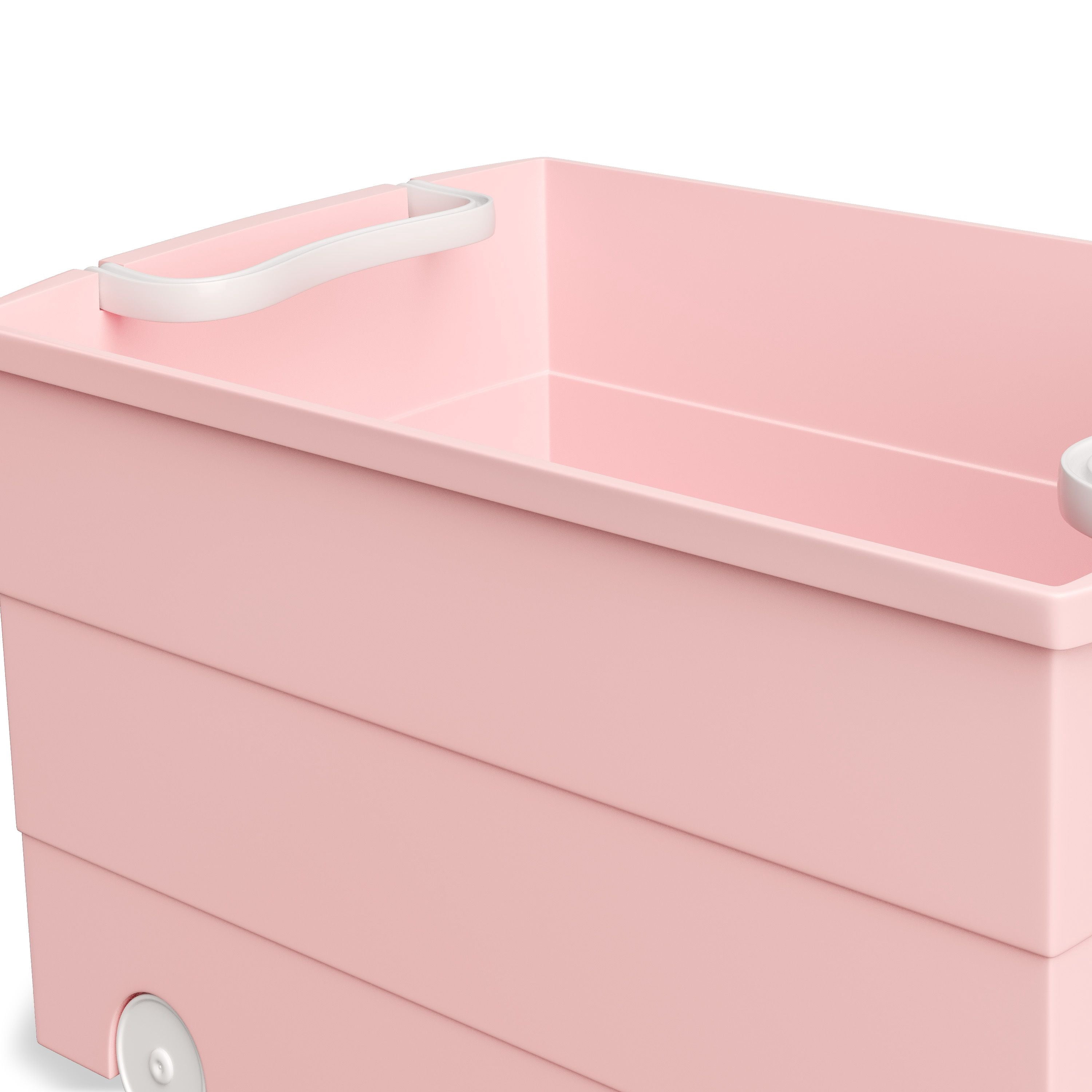 Mainstays Kids Large Pink Plastic Stackable Rolling Toy Storage Basket with Handles