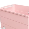 thumbnail image 4 of Mainstays Kids Large Pink Plastic Stackable Rolling Toy Storage Basket with Handles, 4 of 7