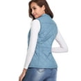 thumbnail image 5 of Fuinloth Women Quilted Vest, Stand Collar Lightweight Zip Padded Gilet Outerwear Coats Light Blue L, 5 of 5