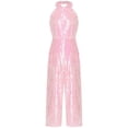 thumbnail image 3 of Doomiva Combinaison à Sequins pour Filles, Col Halter, Sans Manches, pour Danse Formelle, Rose 14, 3 of 7