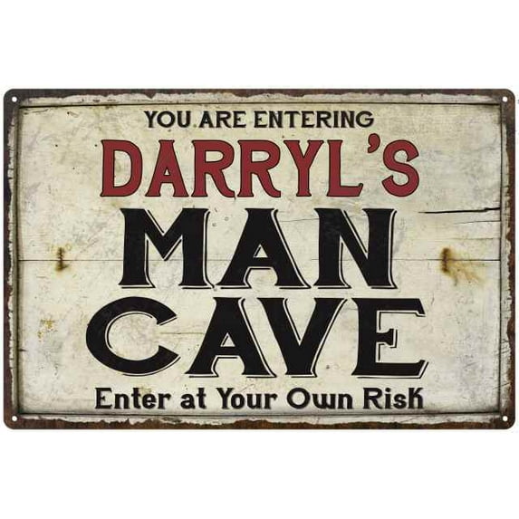 DARRYL'S Man Cave Sign Rustic 12 x 18 Matte Finish Metal 112180035235