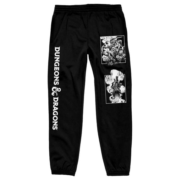 Dungeons and Dragons Game Dice and Logo Men's Black Sweatpants-XS