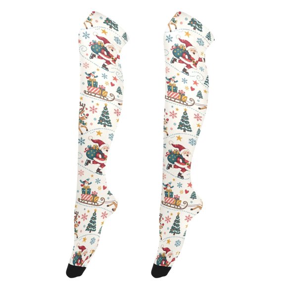 Christmas Atmosphere High Thigh Socks Over Knee Thin Tights Long Stocking for Women Leg Warmer