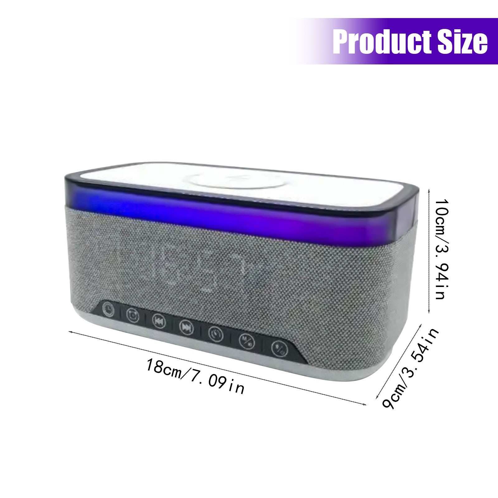 BinKFF Digital Alarm Clock White Noise Loud Digital Alarm Clocks Bedrooms Alarm Clock Speaker Wireless Charger AUX USB Bluetooth Speaker 12/24H Alarm Snooze Adjustable Brightness