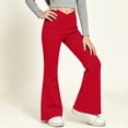 thumbnail image 4 of Bell Bottom Leggings for Girls Premium Stretch Flare Pants V‑crossover Slim Fit Side Pockets Athletic School‑ready Bottoms, 4 of 7