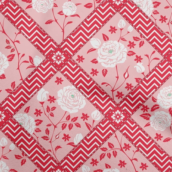 oneOone Cotton Poplin Twill Medium Pink Fabric Florals Craft Projects Decor Fabric Printed By The Yard 56 Inch Wide