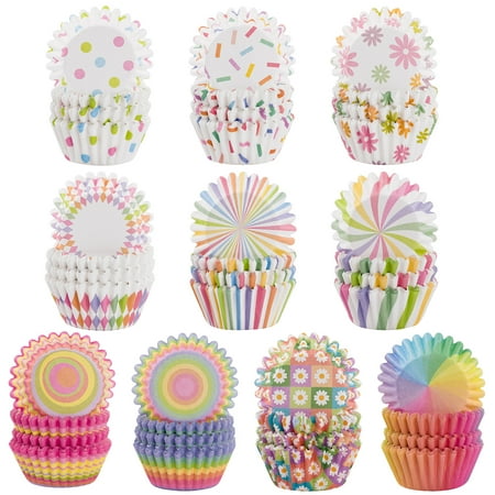 2ooya 600Pcs Rainbow Cupcake Liners Set Disposable Cupcake Tray for Party Supplies, 10 Styles