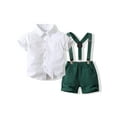 thumbnail image 2 of KelaJuan Baby Boys 2Pcs Gentleman Outfits, Short Sleeve Button Down Shirt + Suspender Shorts Set, 2 of 9