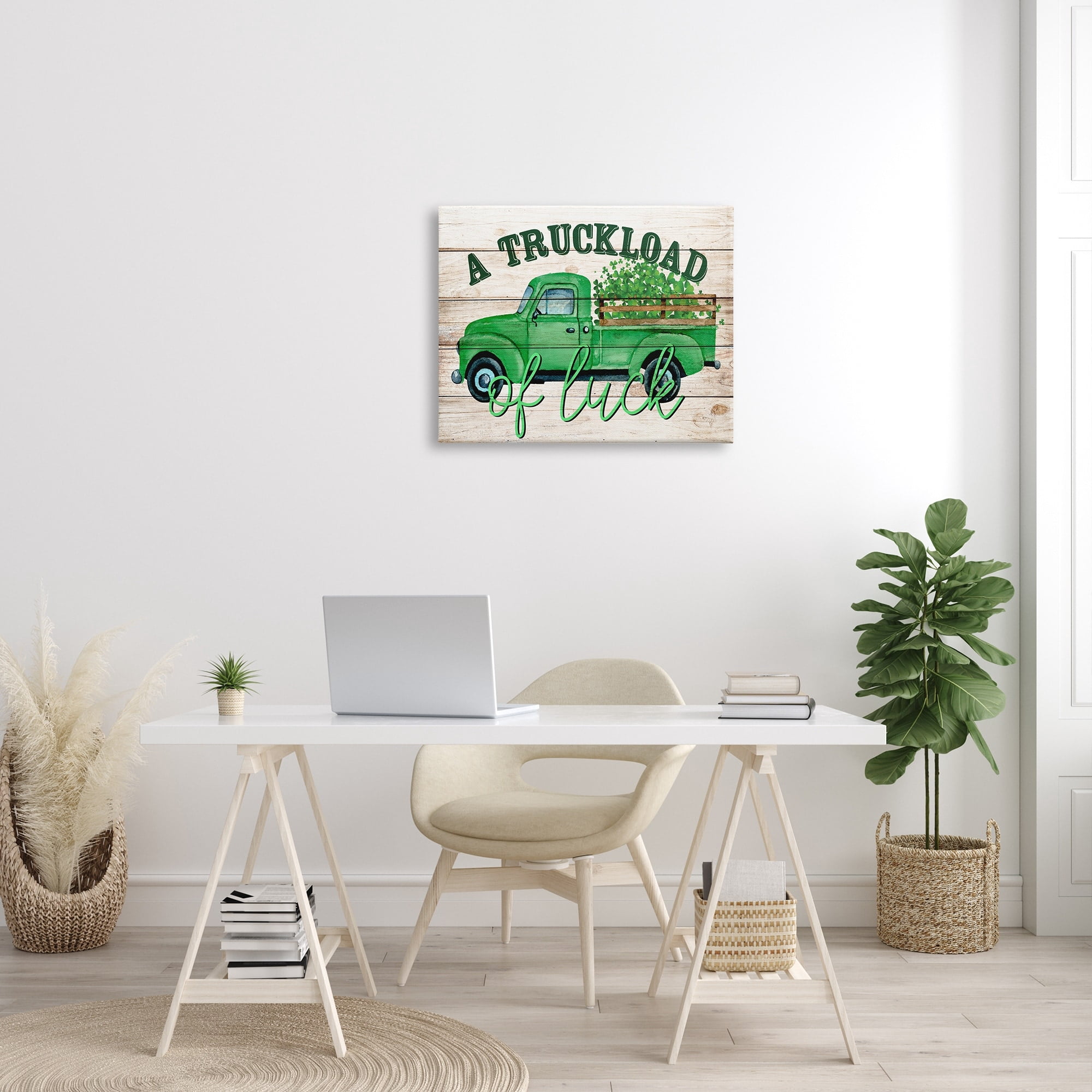 Stupell Truckload Of Luck St Patrick's Day Farmhouse Holiday Painting Gallery Wrapped Canvas Print Wall Art