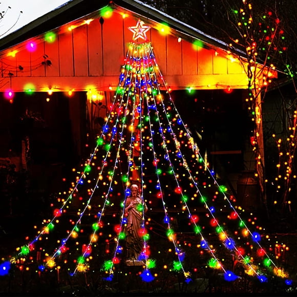 Decoraciones navideñas Aokudoni, 3,8 m, 350 luces LED en forma de cascada