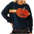 thumbnail image 2 of Enjoytime Women's Sweatshirt Christmas Printed Round Neck Long Sleeve Pullover Tops Fall Winter Casual Cute Sweatshirts Dark Blue S, 2 of 5