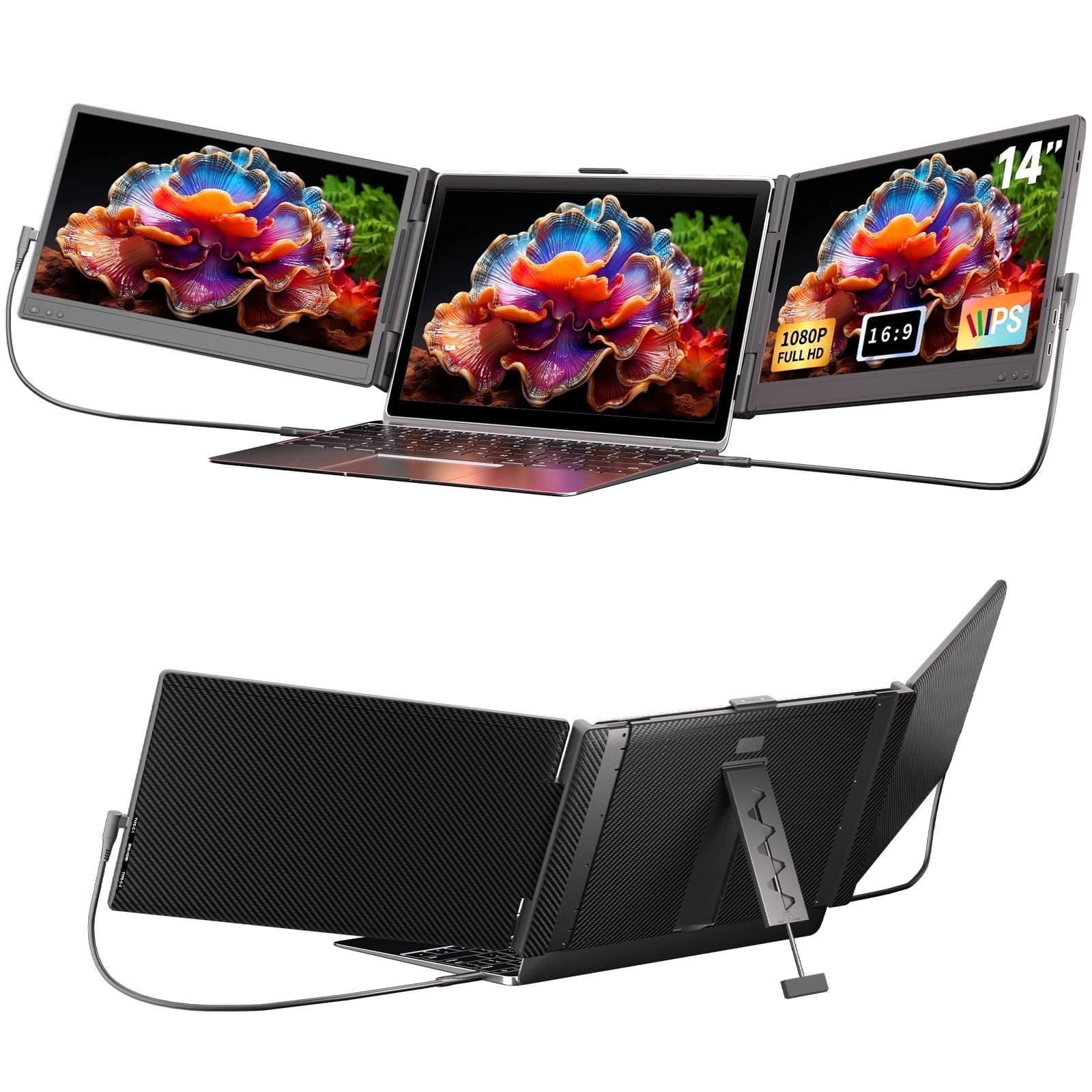 KUKIRIN 14'' FHD Triple Monitor Extender, Portable for Travel