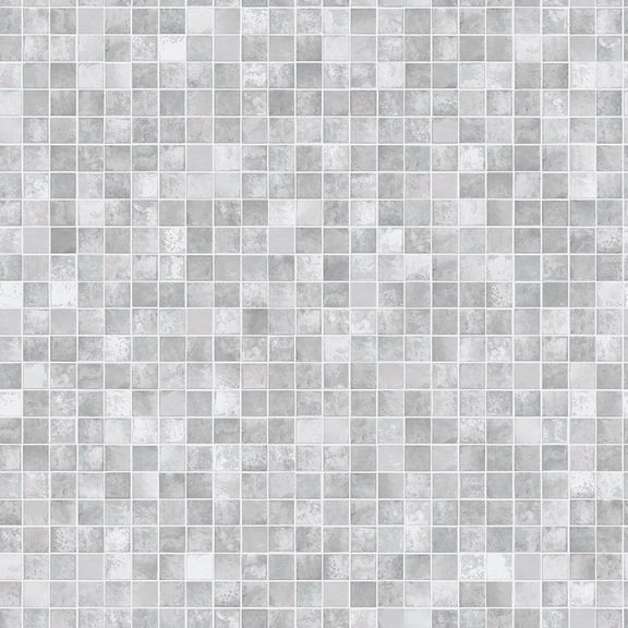 Tempaper Mosaic Tile Grey Peel and Stick Wallpaper, 20.5" x 33'