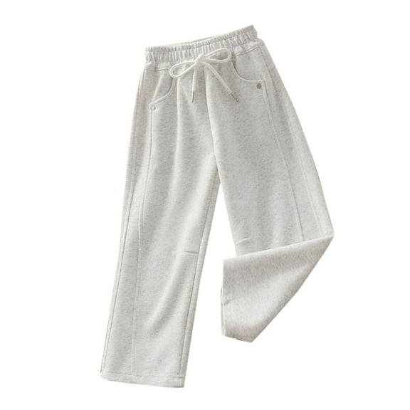 ZACPNCV Kids Girls Solid Wide Leg Pants Stretchy Teen Loose Pants Straight High Elastic Waist Trousers Long Pants Clothes Gray 6-7 Years