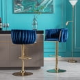 thumbnail image 4 of Set of 2 Bar Seats | Height-Adjustable, Swivel for Home Entertainment Bars | Velvet + Golden Legs | Foam Filled Seats, 4 of 7