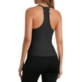 thumbnail image 3 of Allegra K Women's Slim-Fit Camisoles Ribbed Deep V-Neck Comi Workout Tank Top Black L, 3 of 4