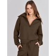 thumbnail image 1 of Women 2 Piece Outfits Sweatsuit Set 2023 Fall Oversized Half Zip Sweatshirt Wide Leg Sweatpant Lounge Set Tracksuit, 1 of 4
