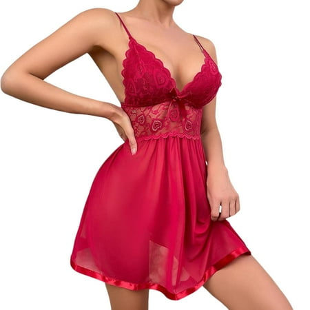 Ladies Nightgowns Womens Babydoll Dress Red Lingerie Set For Women Lace Chemise Sleepwear Bridal Lingerie For Women