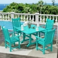 thumbnail image 3 of WestinTrends Malibu Outdoor Dining Table, All Weather Poly Lumber Adirondack 43" Trestle Square Patio Table with Umbrella Hole, Turquoise, 3 of 7