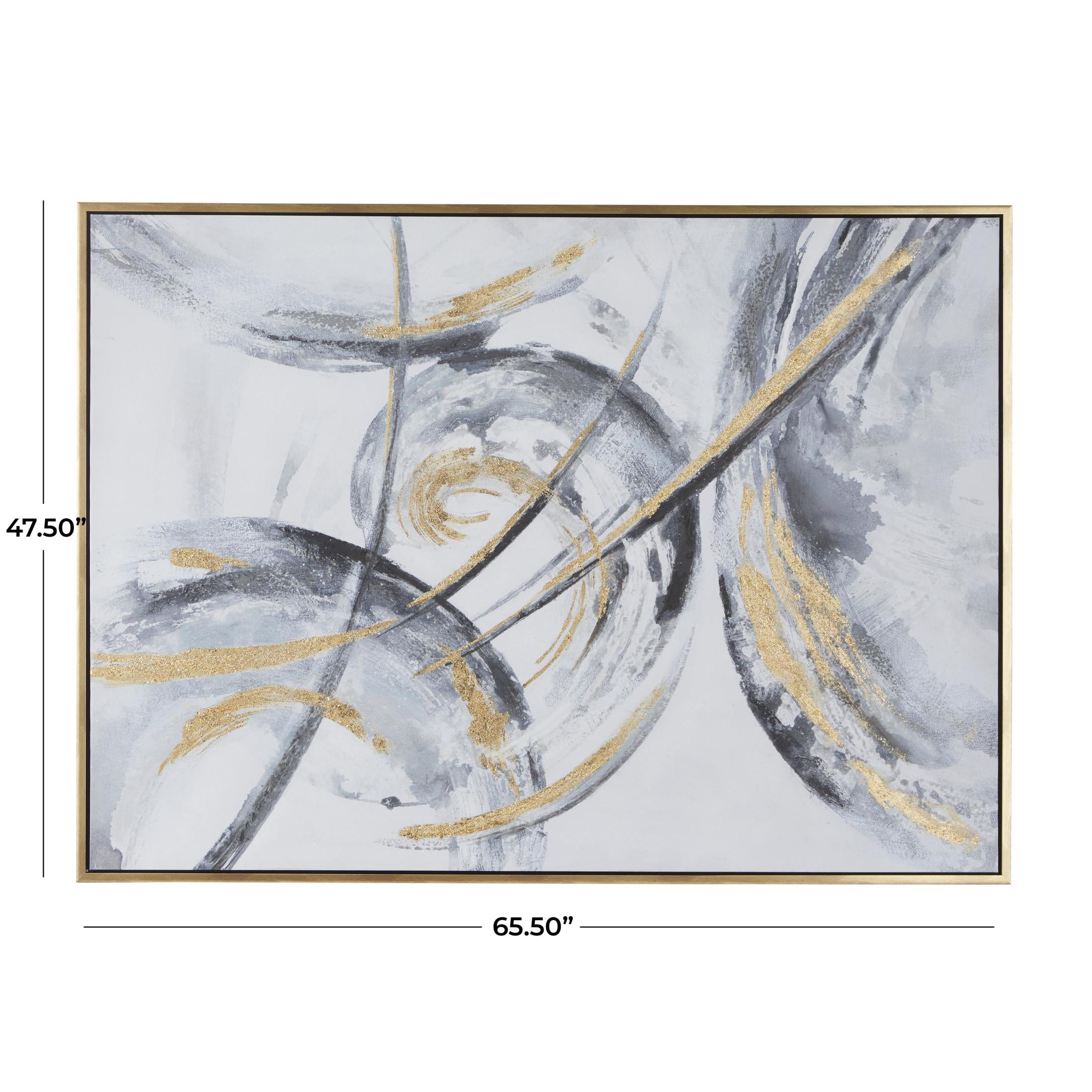 66" x 48" Abstract Framed Wall Art with Gold Frame, by DecMode
