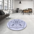 thumbnail image 4 of Ahgly Company Tapis Rond Lavable en Machine Intérieur Transitionnel Bleu Lavande, 3 Pieds Rond, 4 of 7