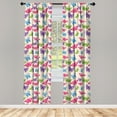 thumbnail image 3 of Ambesonne Cartoon Curtains, Butterflies on Wavy Lines, Pair of 28"x63", Multicolor, 3 of 5