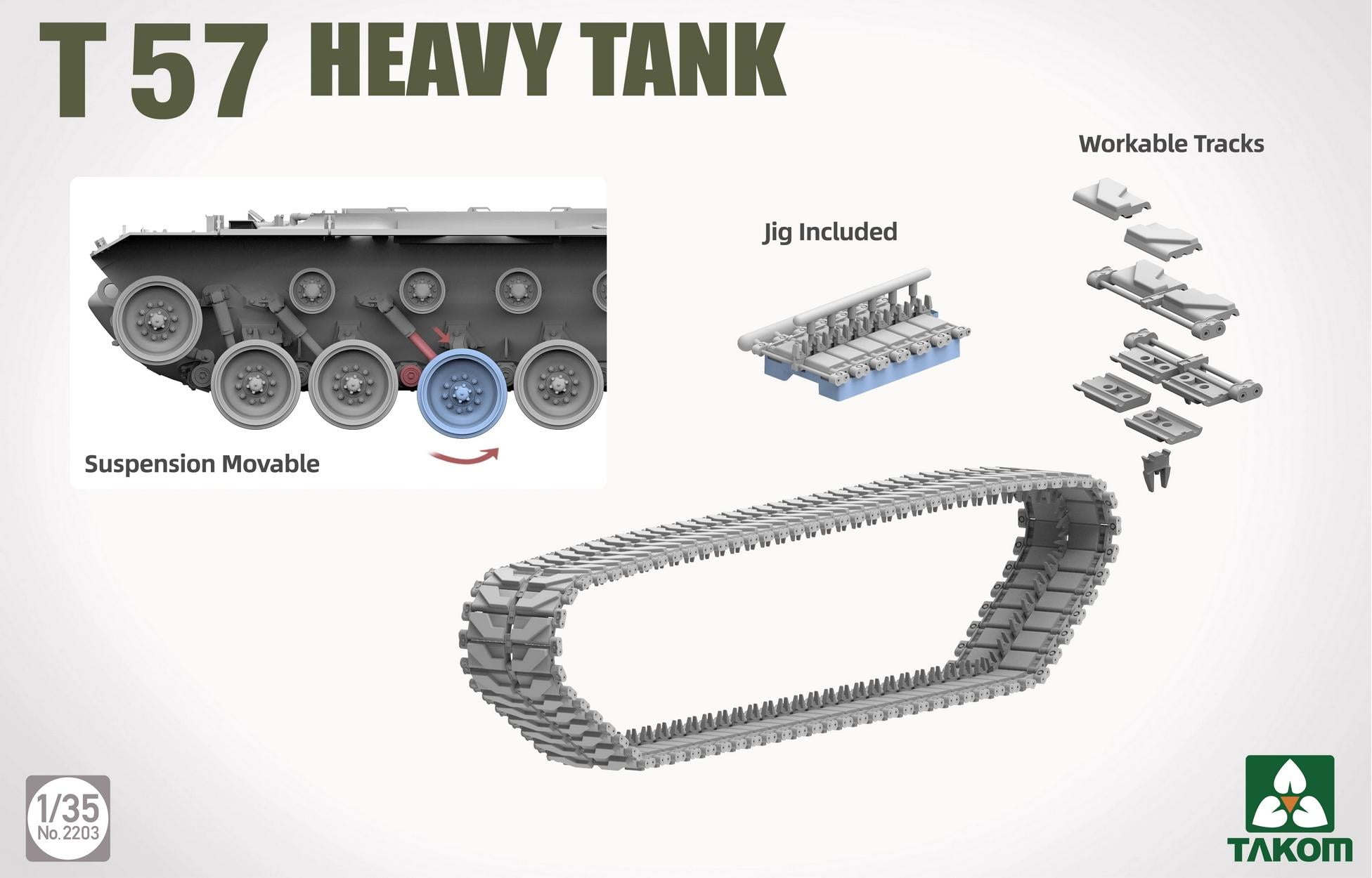 TAKOM 2203 1/35 Scale US T57 Heavy Tank Assembly Model Kit