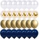 thumbnail image 1 of Globos de confeti azul marino y dorado, 50 piezas de 12 pulgadas, globos de cumpleaños cromados metálicos de color blanco perla y dorado para celebración, globos de fiesta de graduación, 1 of 5