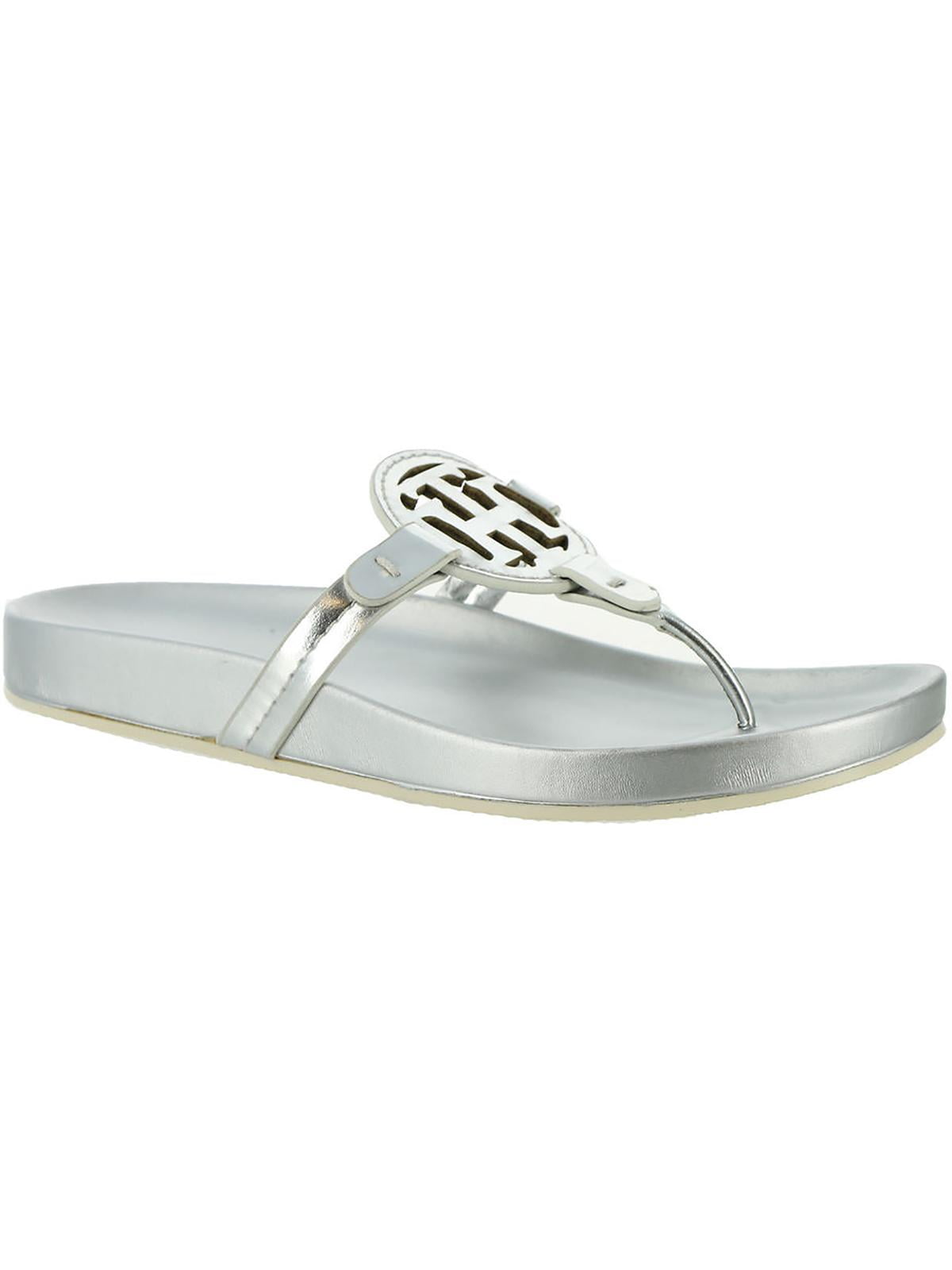 Tommy Hilfiger Womens Relina Leather Metallic Thong Sandals - Walmart.com