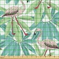 thumbnail image 2 of Ambesonne Summer Fabric by the Yard Upholstery, Flamingo Pattern Leafy Aloha, 10 Yards, Rose Pale Green Seafoam, 2 of 5