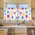 thumbnail image 2 of Yayeee Kitchen Curtains Tier Set of 2 Light Filtering 57"x24" Over Sink Window Panels, Yellow Retro Round, 2 of 7