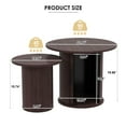 thumbnail image 3 of Set of 2 Nesting Coffee Table Round Wood Side End Table Set Nightstand for Small Spaces Farmhouse with Hidden Storage,Sliding Door Living Room,Bedroom(Dark Brown), 3 of 15
